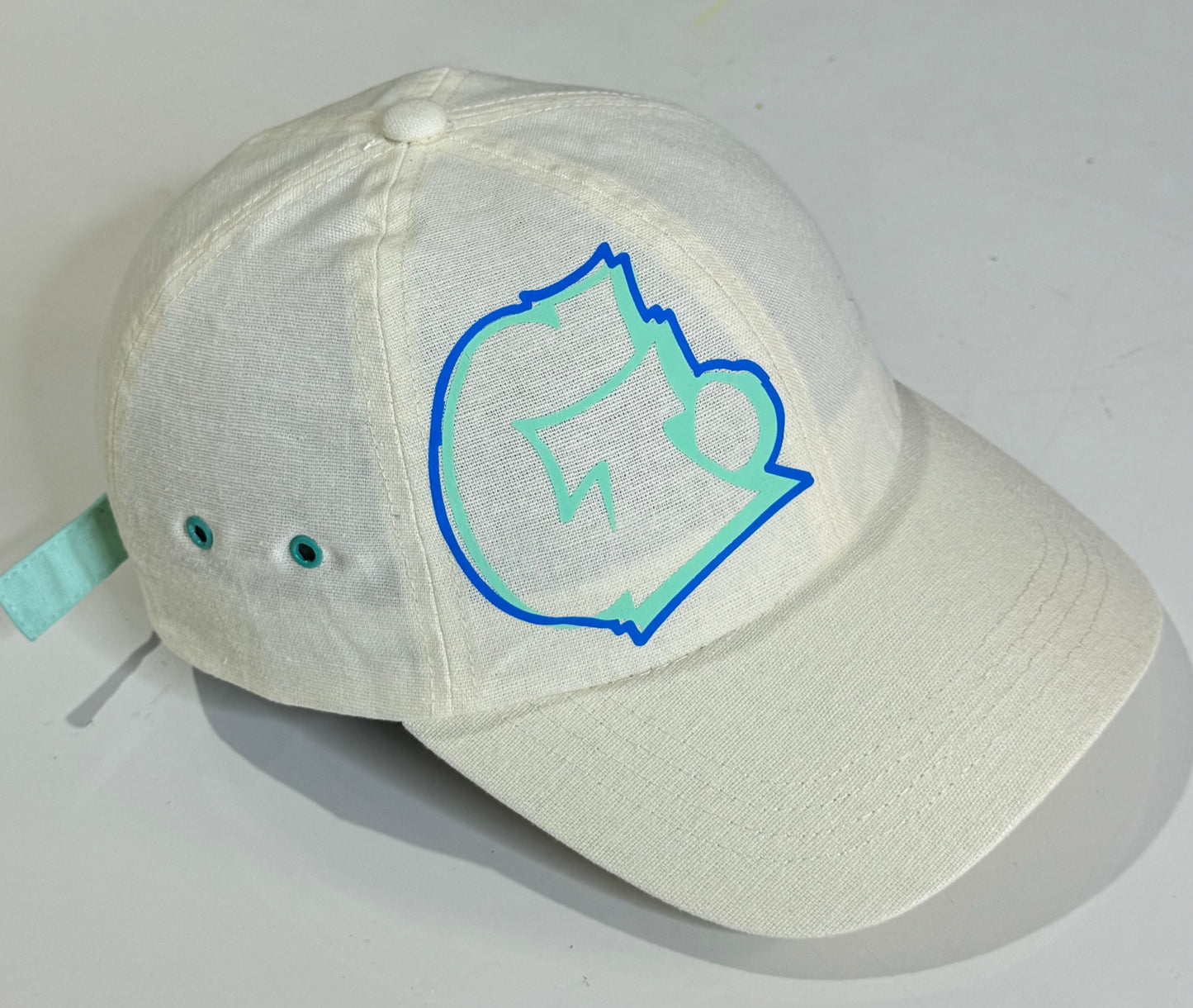 1 of 1 Custom Beige hat (Tiffany blue logo)