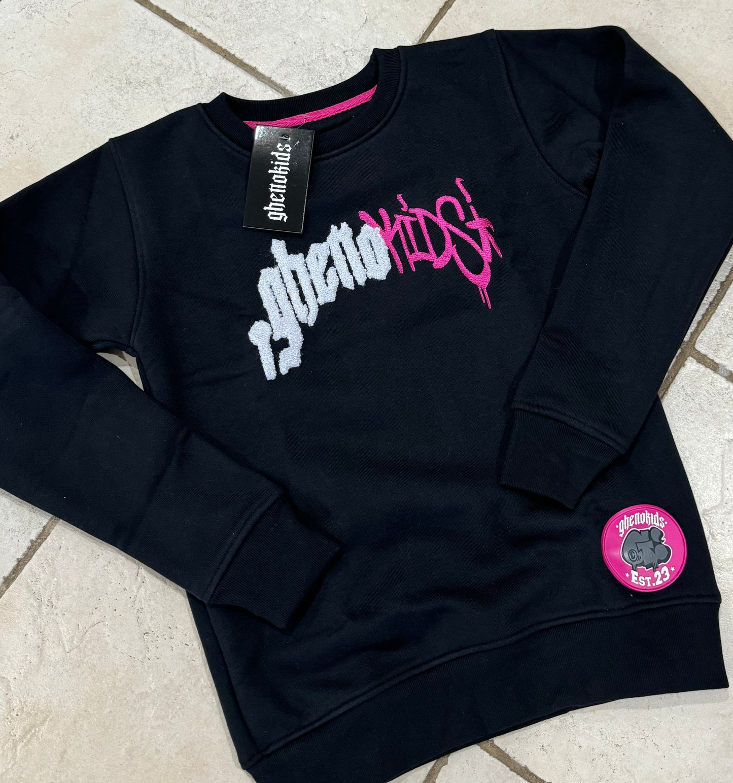 KIDS Chenille Graffiti Crewneck (PINK)